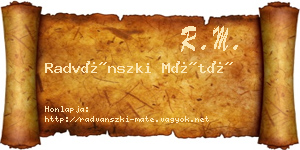 Radvánszki Máté névjegykártya