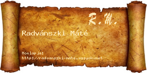 Radvánszki Máté névjegykártya